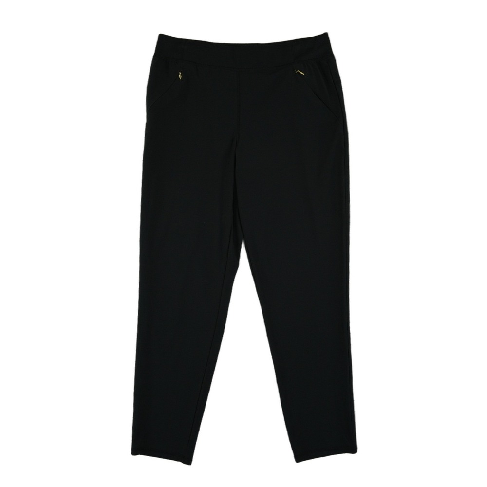 Lilly Pulitzer Luxletic Pants Women's Size Medium Black Tapered Gold Zip Preppy